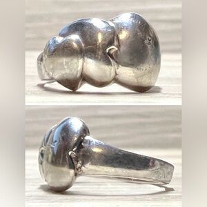 Vintage Designer Signed (NF) Sterling Silver Stacked Puffy Hearts Ring, Size 6